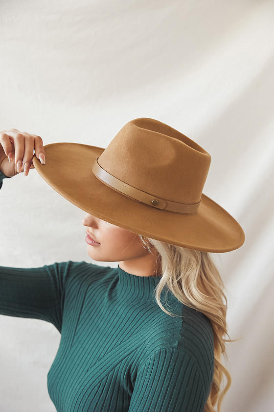 Going Anywhere Tan Wool Fedora Hat 1