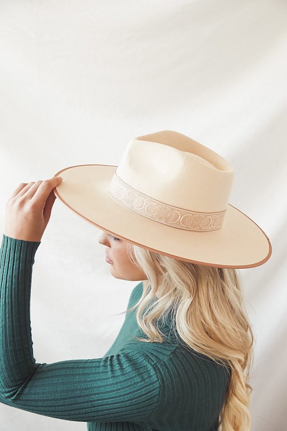 Rancher Blush and Ivory Special Wool Fedora Hat 1