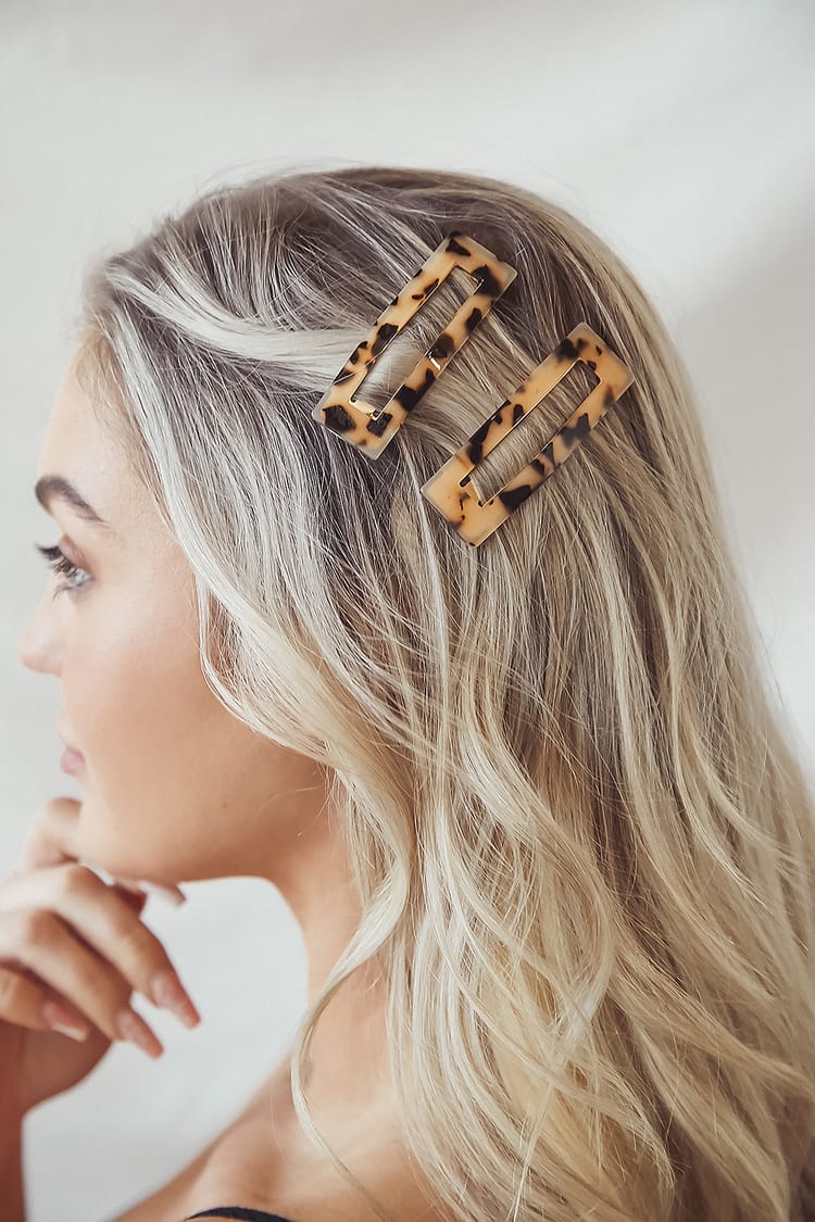 Tortoise Hair Clip Set - Gold Hair Clip Set - Snap Clip Set - Lulus