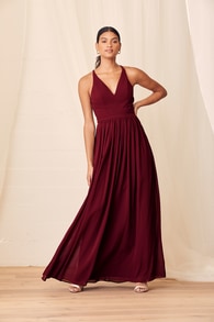 Love Spell Burgundy Lace-Back Maxi Dress