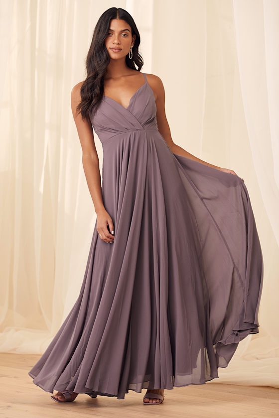 Lovely Dusty Purple Dress Maxi Dress Gown Bridesmaid Dress Lulus
