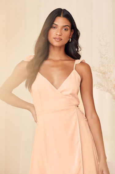 Lovely Blush Pink Dress Wrap Dress Maxi Dress Ruffle Dress