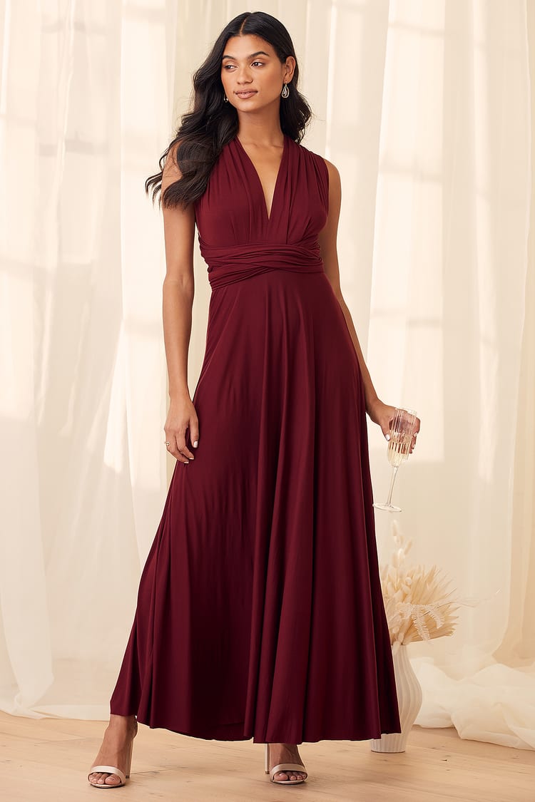 burgundy convertible bridesmaid dress