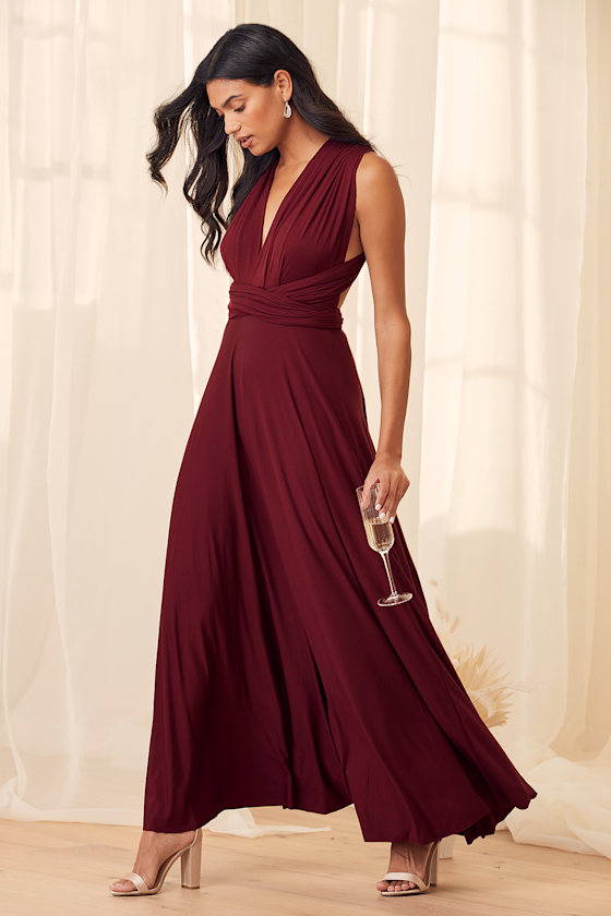 Tricks of the Trade Burgundy Maxi Dress 9