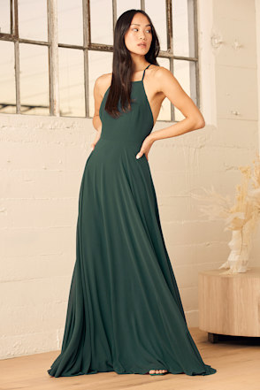Beautiful Dark Green Dress - Maxi Dress- Backless Maxi Dress - Lulus