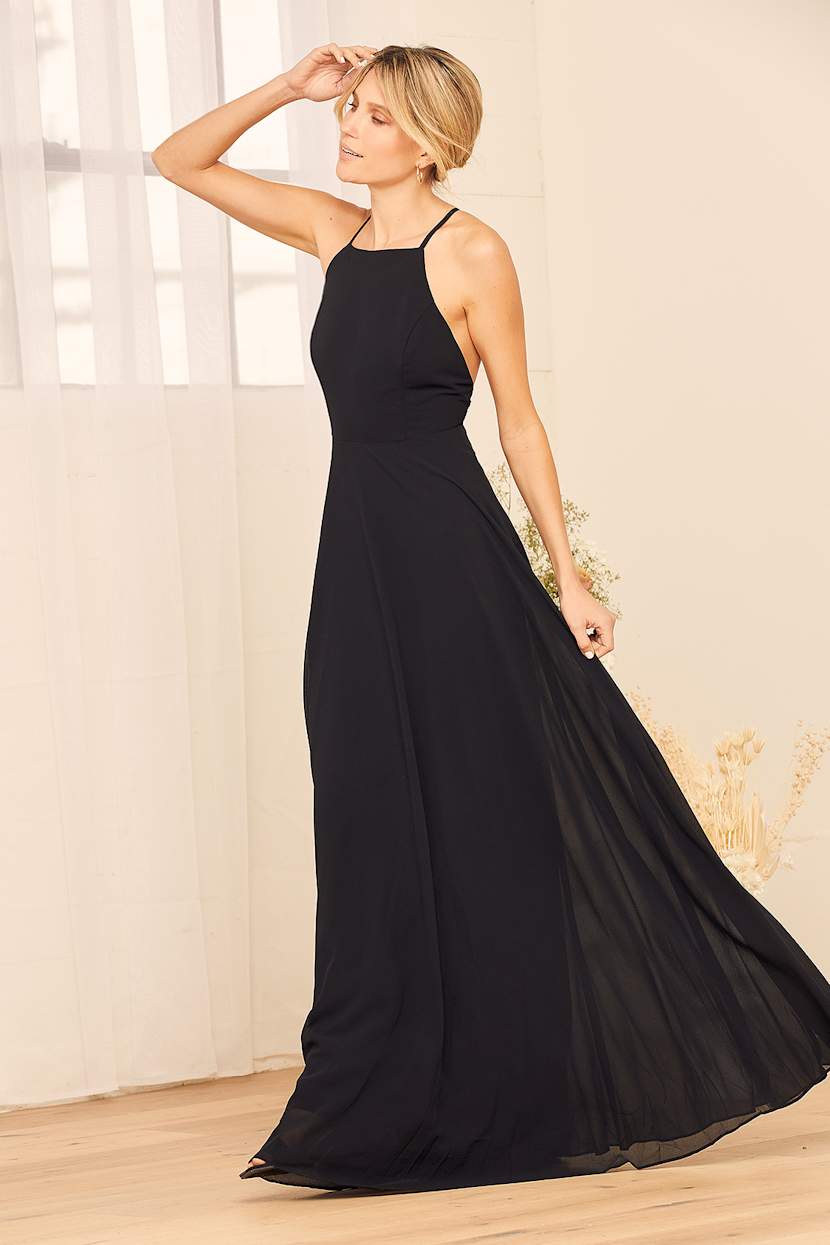 erica mena black dress Francoise Black Cowl Neck Backless Maxi Dress With Lace Insert – Club L  London