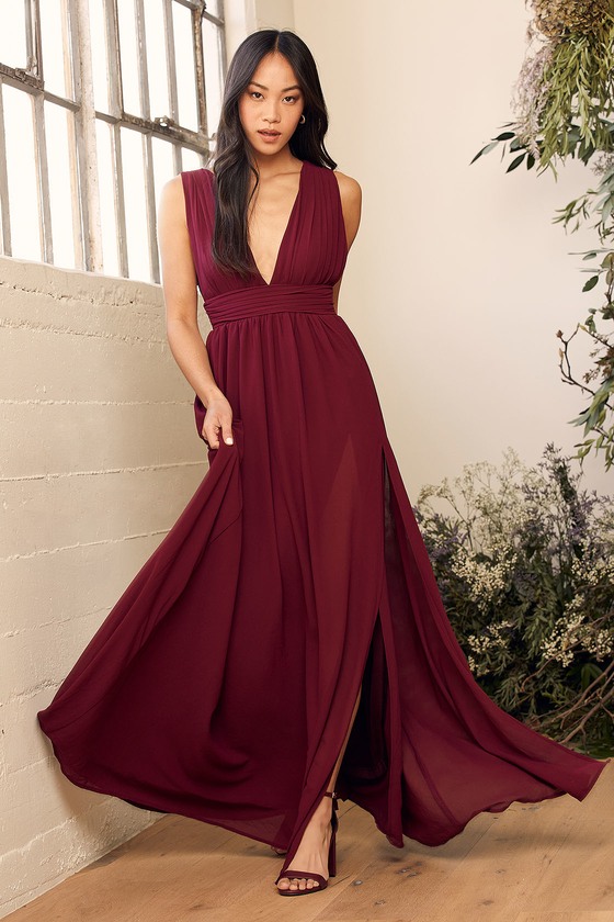 burgundy dress