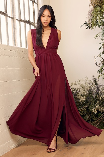 heavenly hues burgundy maxi dress