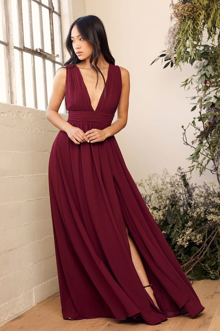 burgundy dress