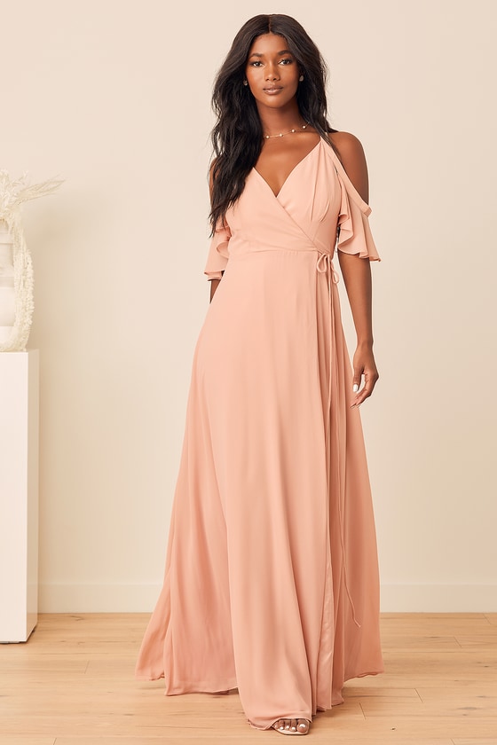 blush wrap maxi dress
