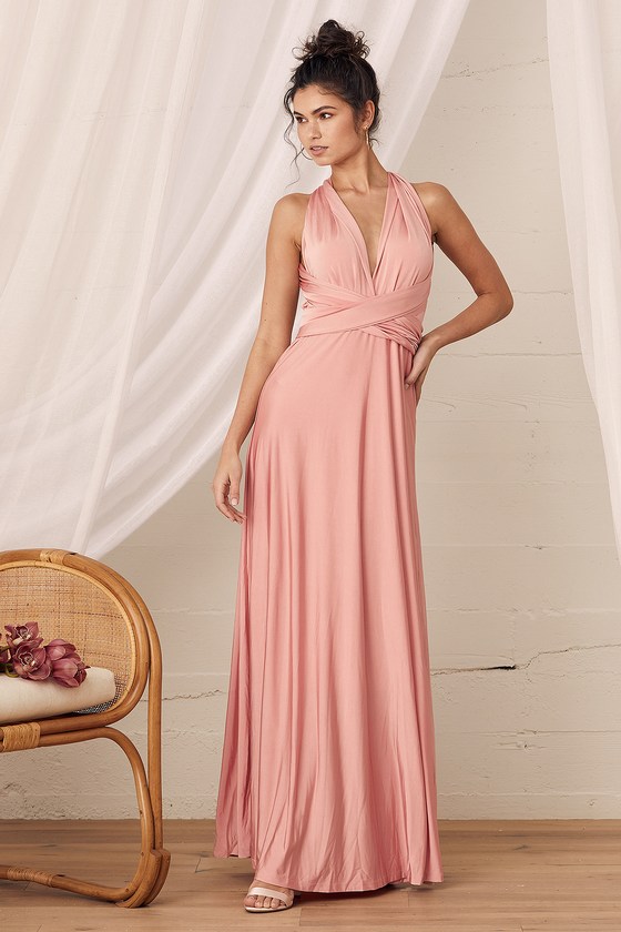 Always Stunning Convertible Blush Pink Maxi Dress