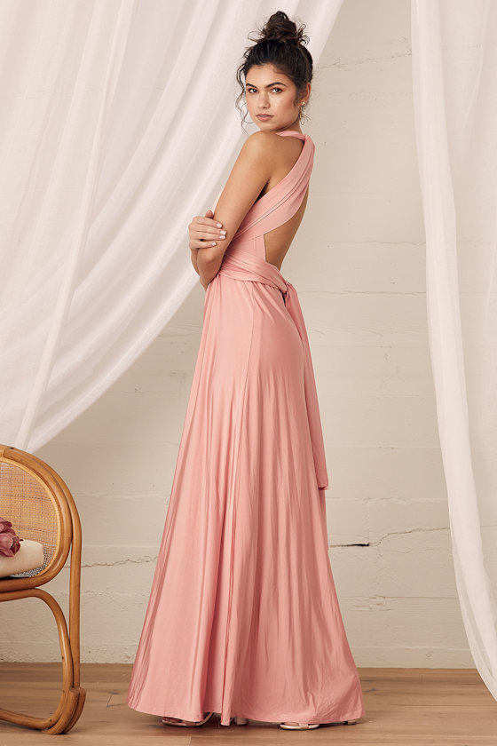 Always Stunning Convertible Blush Pink Maxi Dress