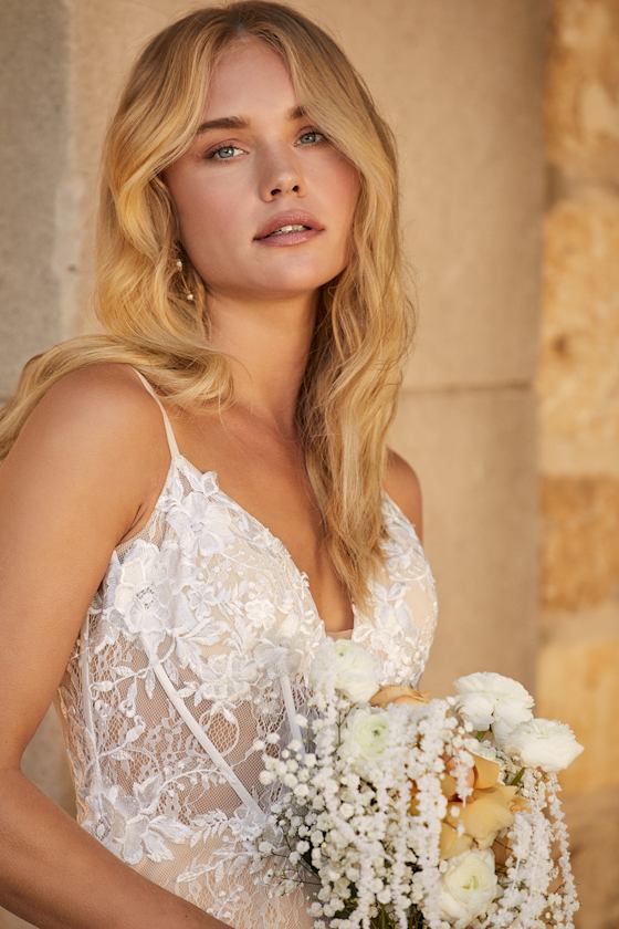 To Be Loved White Embroidered Lace Trumpet Maxi Dress 7