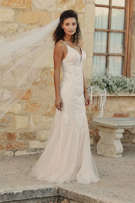 Keeping My Promise White Embroidered Lace Trumpet Maxi Dress 1
