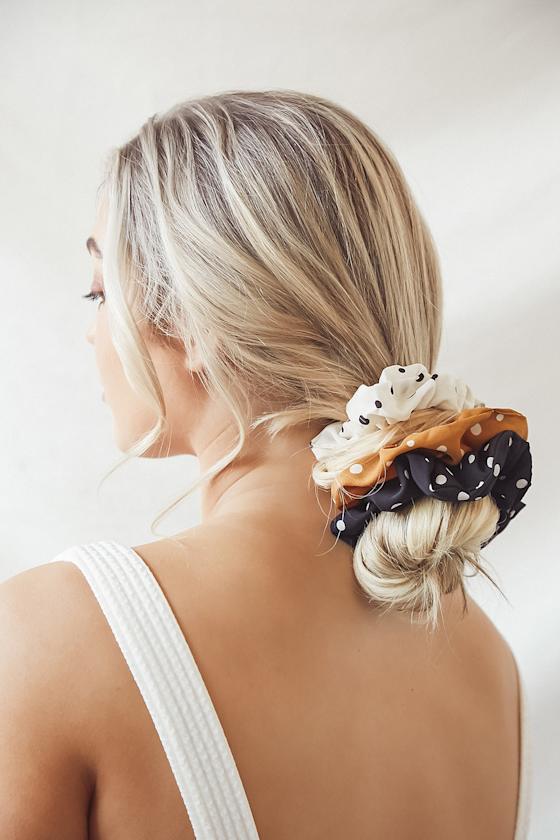 White Polka Dot Scrunchie main image 1