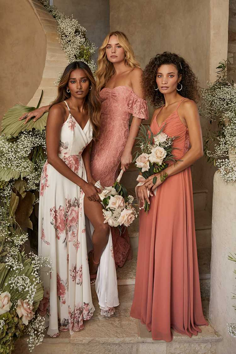 Rusty Rose Maxi Dress - Lace Maxi Dress - Chiffon Dress - Lulus