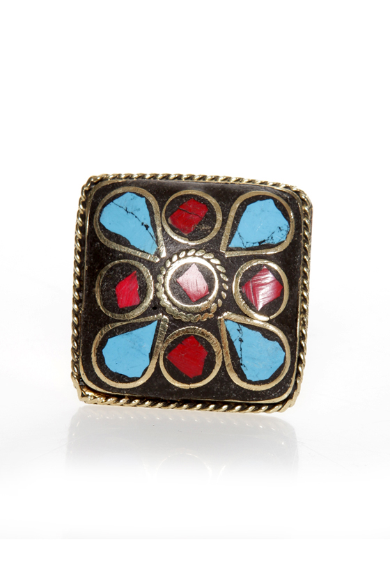 Praising Arizona Red and Turquoise Cocktail Ring
