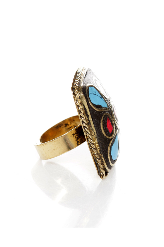 Praising Arizona Red and Turquoise Cocktail Ring