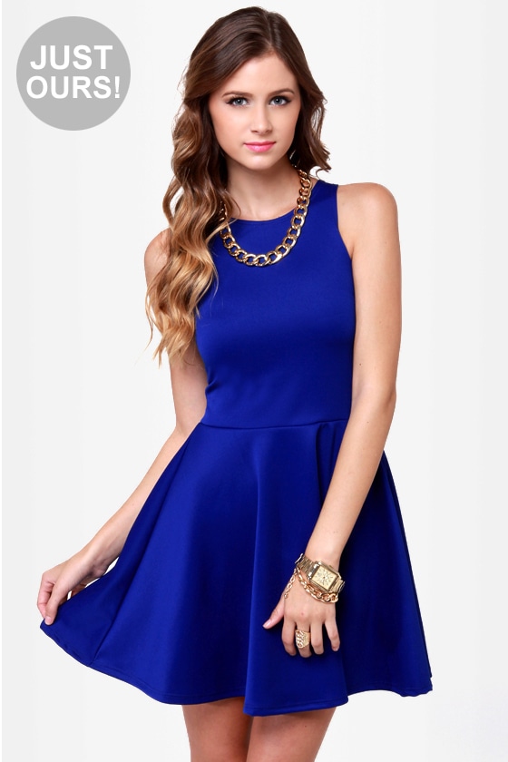 Cute Racer Back Dress - Royal Blue Dress - Skater Dress - $39.00 - Lulus