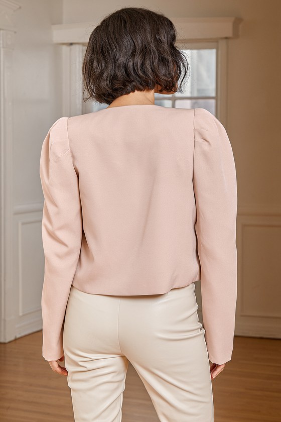 Cute Taupe Jacket - Puff Sleeve Jacket - Cropped Jacket - Lulus