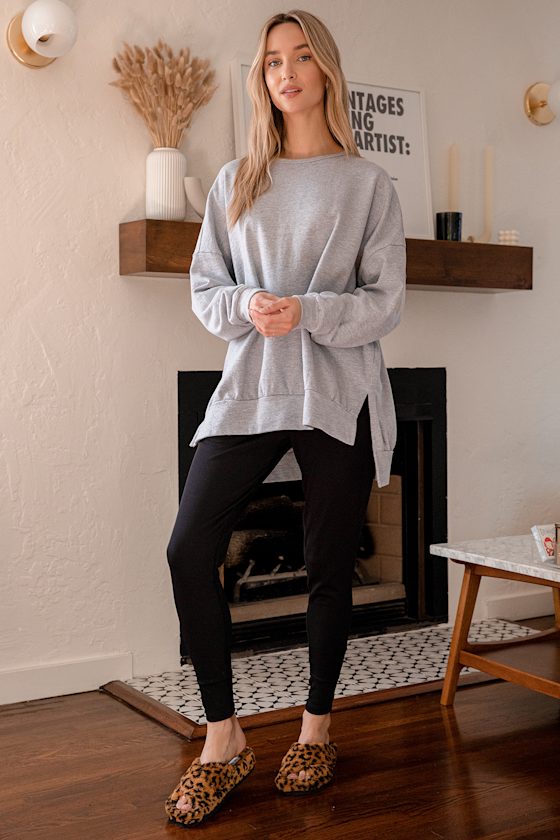 Grey Sweatshirt - Crew Neck Sweatshirt 