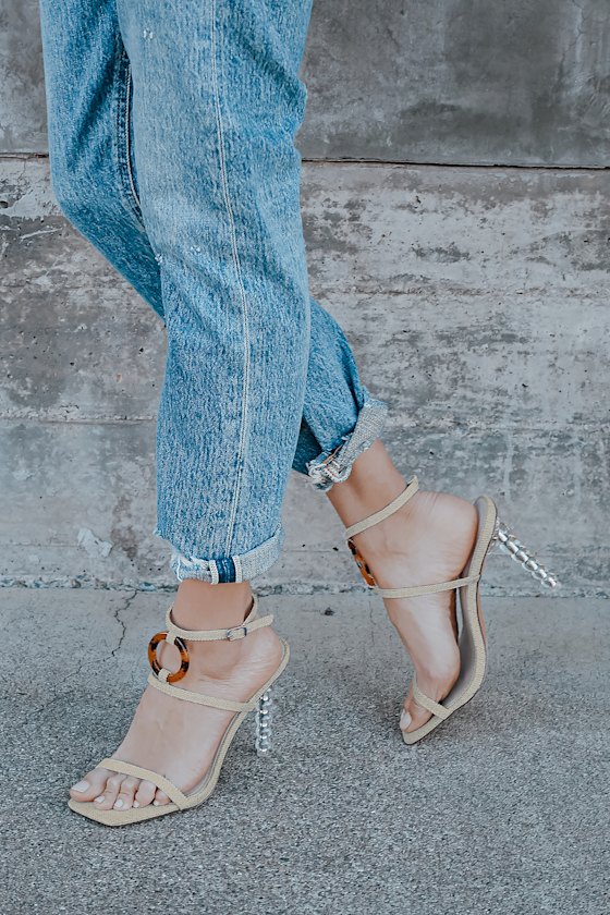 Faina Light Nude Ankle Strap High Heel Sandals 6