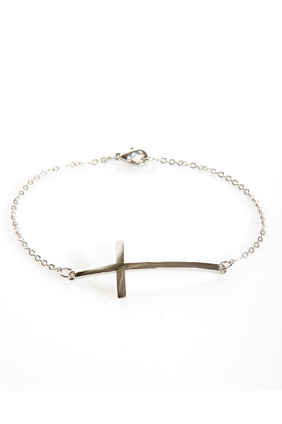 Crosswise Silver Cross Bracelet
