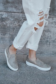 Dylann Grey Suede Slip-On Flatform Sneakers