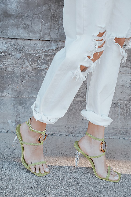 Faina Green Ankle Strap High Heel Sandals 1