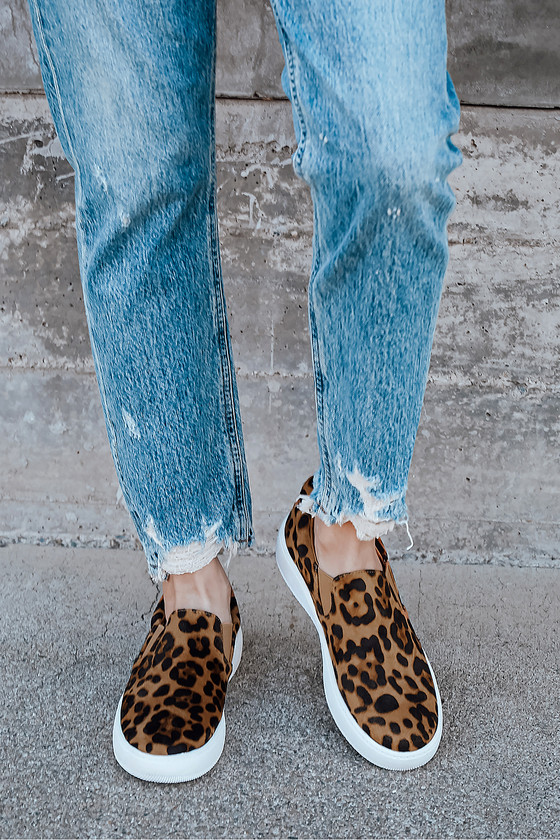 leopard slip on sneakers