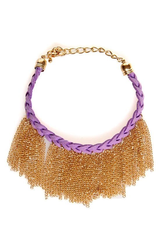 Gold-fringe-er Purple Braided Friendship Bracelet