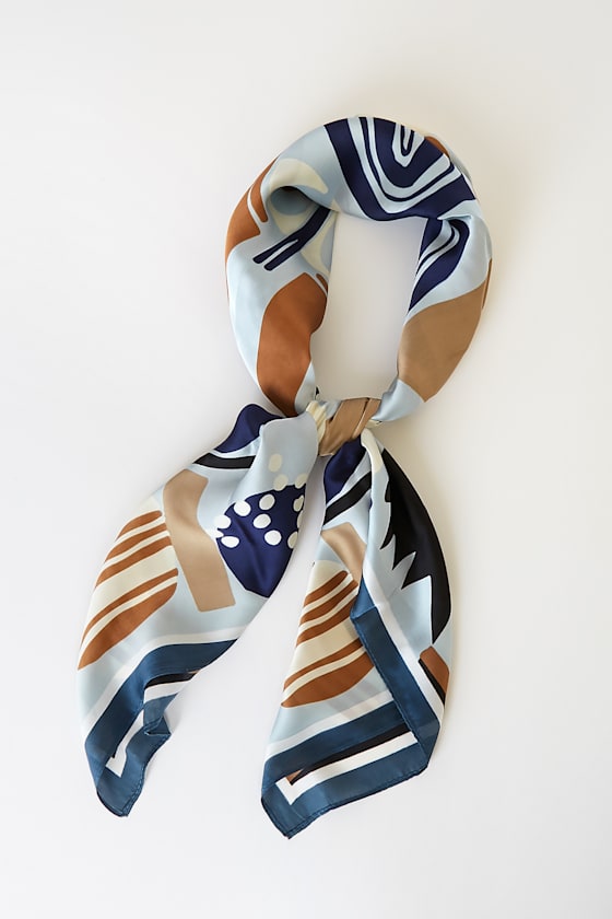 Get In Shapes Blue Multi Print Scarf 2