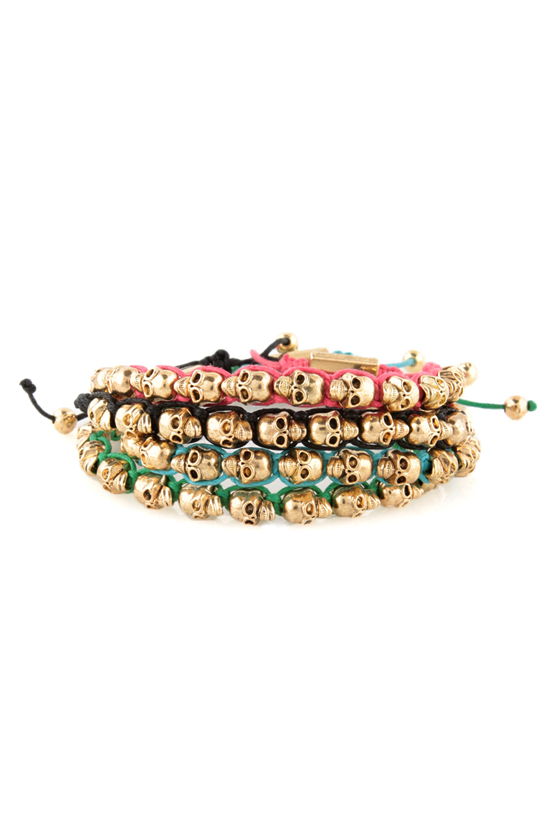 Skull Days Gold and Black Skull Bracelet