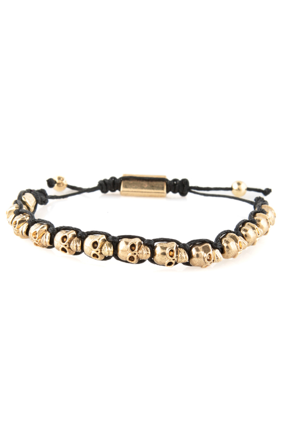 Skull Days Gold and Black Skull Bracelet