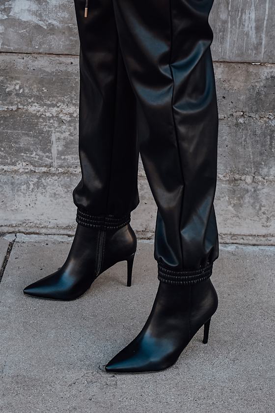 Selenah Black Pointed Toe Ankle Booties 1