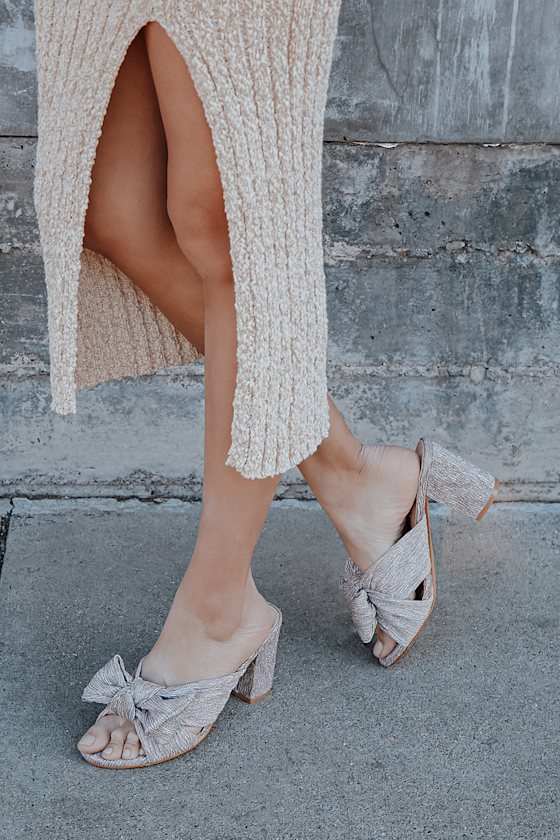 Dorothea Taro Shimmer Knotted High Heel Sandals 1