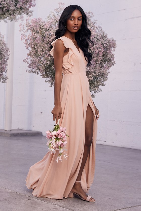 blush wrap maxi dress