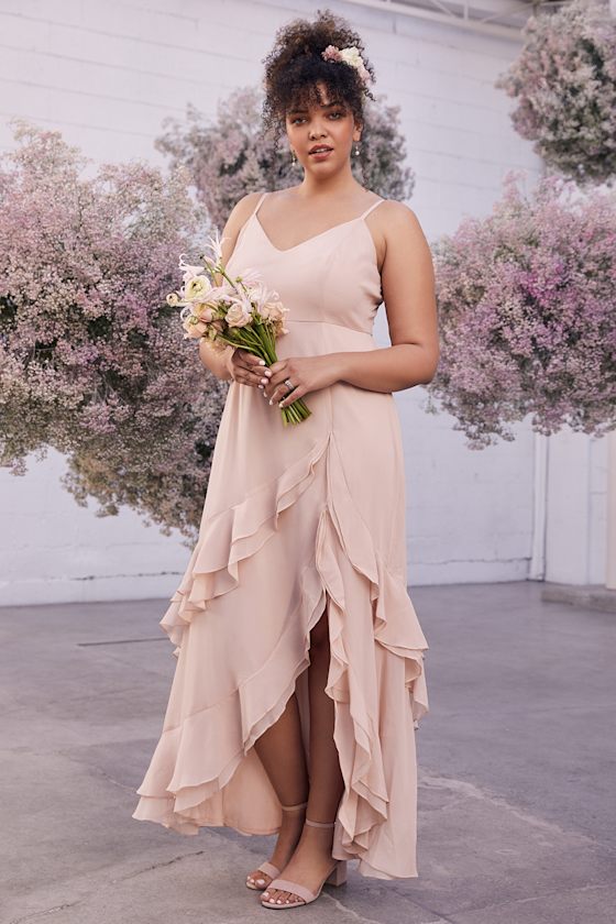 Esther Blush Ruffled Sleeveless Maxi Dress 1