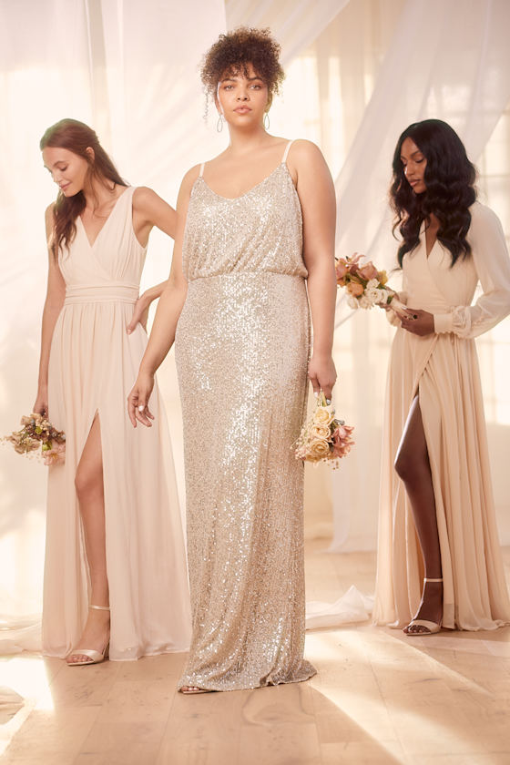 Broadway Silver Sequin Sleeveless Maxi Dress 1
