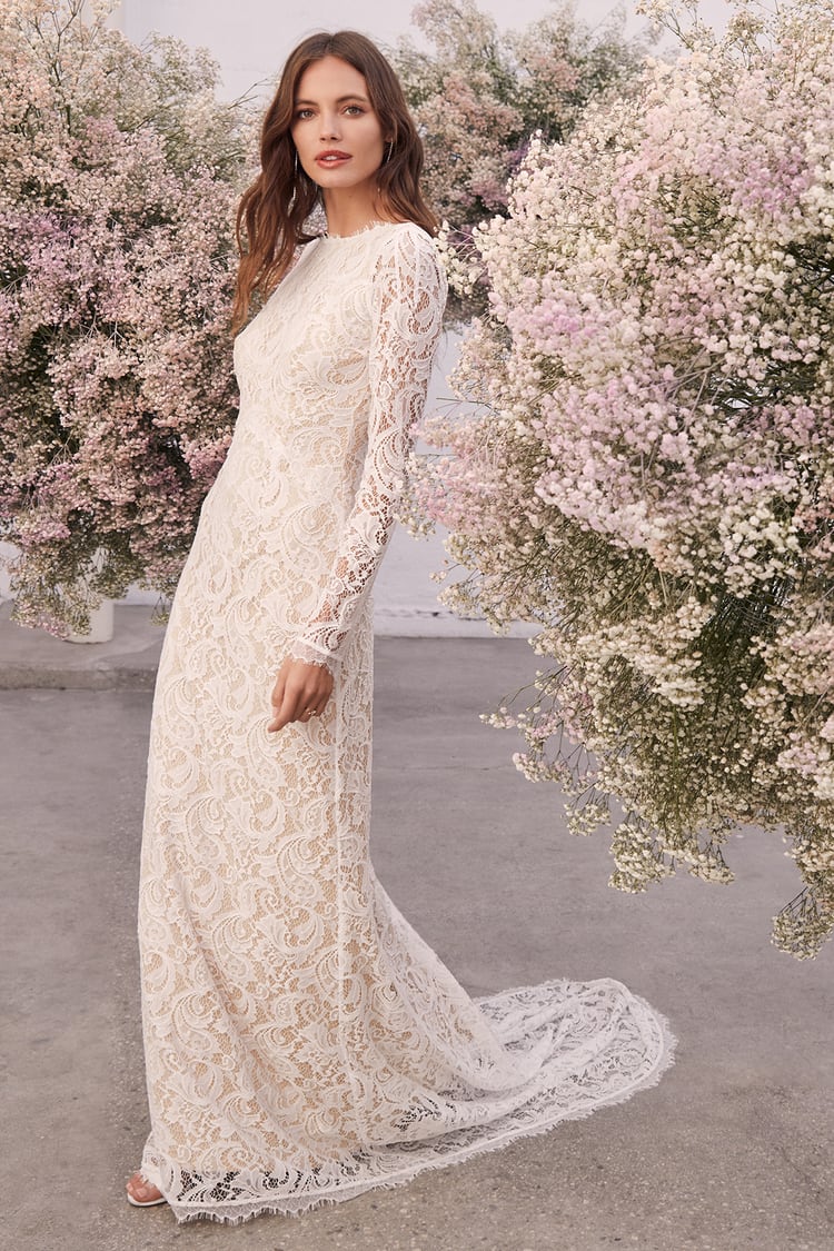 All I Know White Lace Long Sleeve Maxi Dress