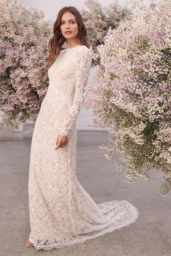 All I Know White Lace Long Sleeve Maxi Dress 1