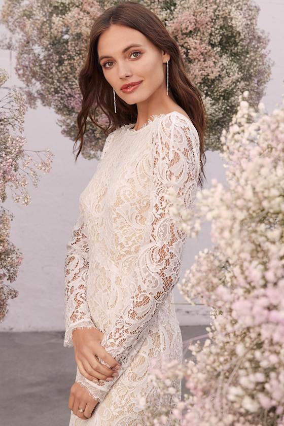 All I Know White Lace Long Sleeve Maxi Dress 8