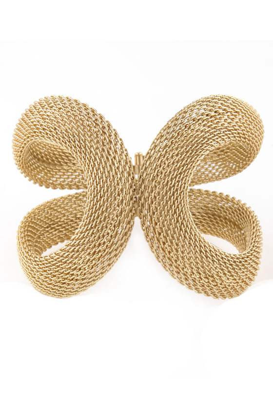 Kissing Coils Gold Cuff Bracelet