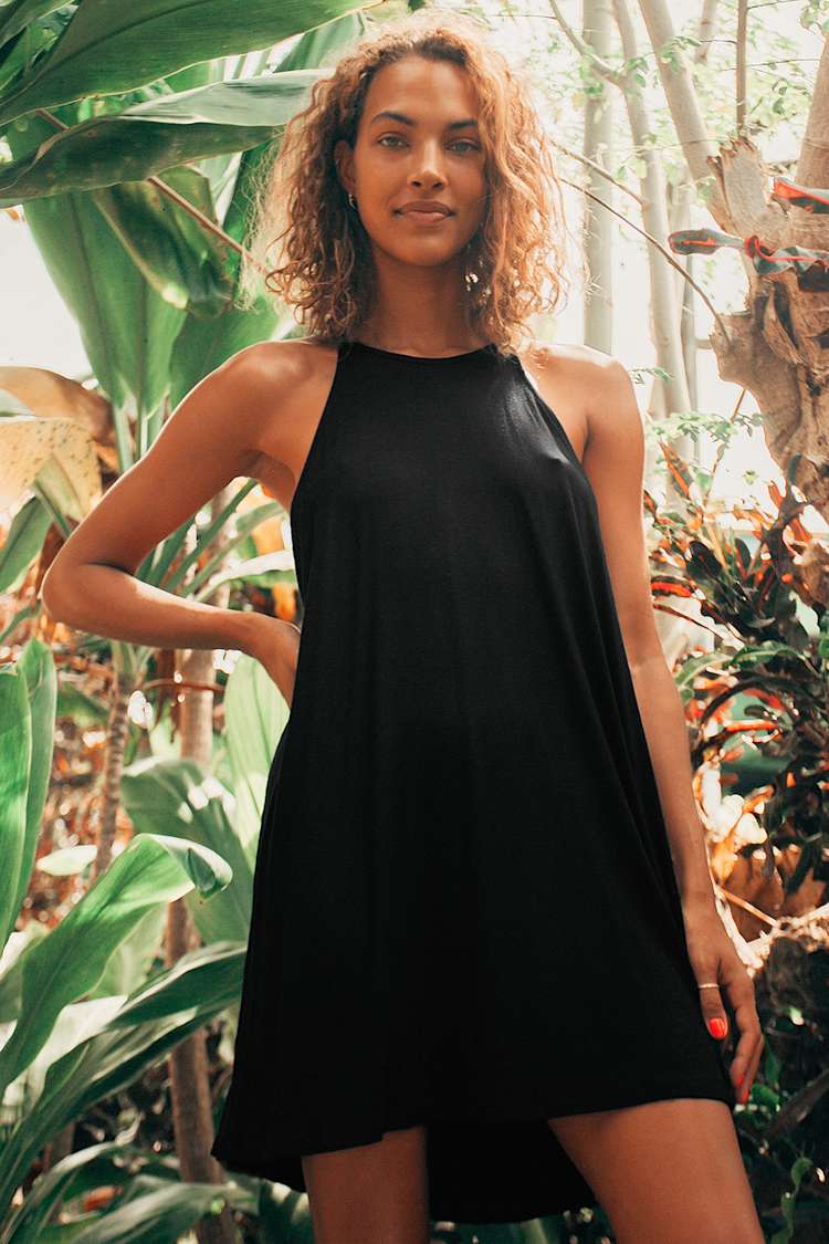 white christmas dresses Noiree Black Sleeveless Dress with Gathered Skirt | Dresses - Casual Dresses main image 0