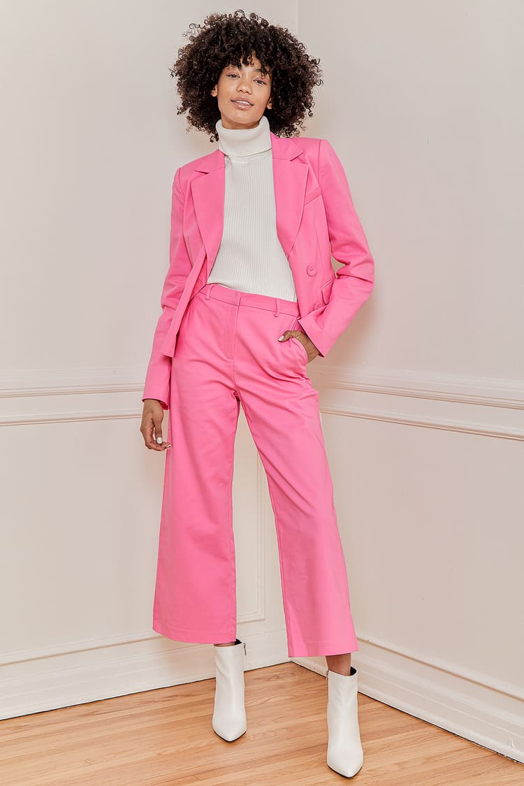 Be Flawless Hot Pink High Waisted Trouser Pants