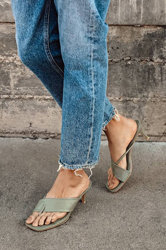Sage Green Sandals High Heel Sandals SlideOn Sandals Lulus
