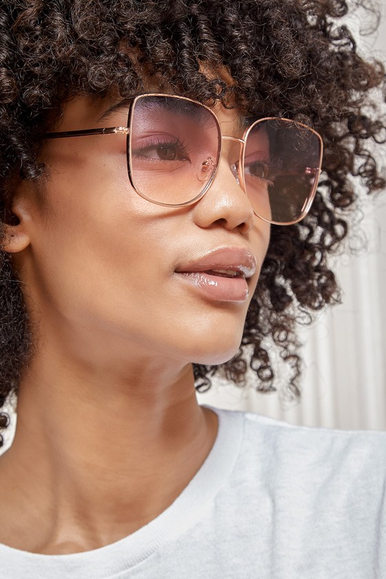 Rose Gold Sunglasses - Square Sunglasses - Oversized Sunglasses - Lulus