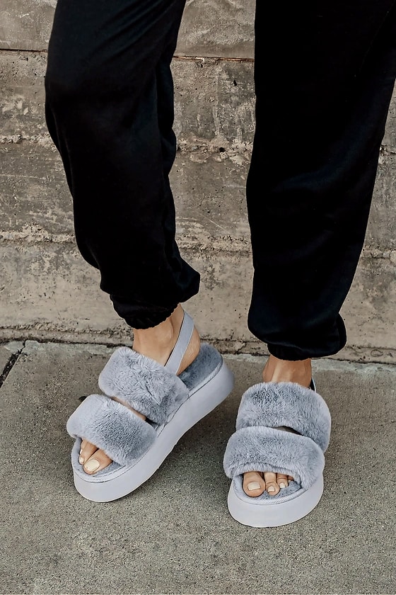 grey slippers with backs
