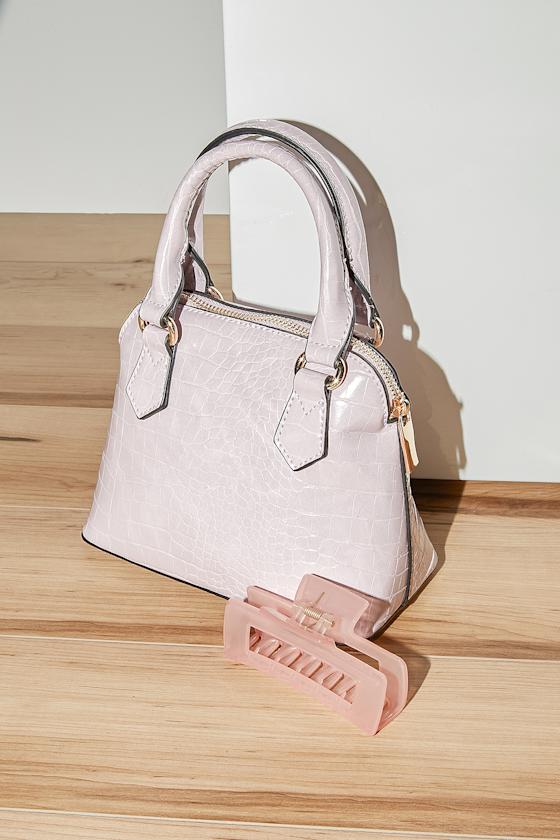 Along the Avenue Lilac Crocodile-Embossed Mini Crossbody Bag 1