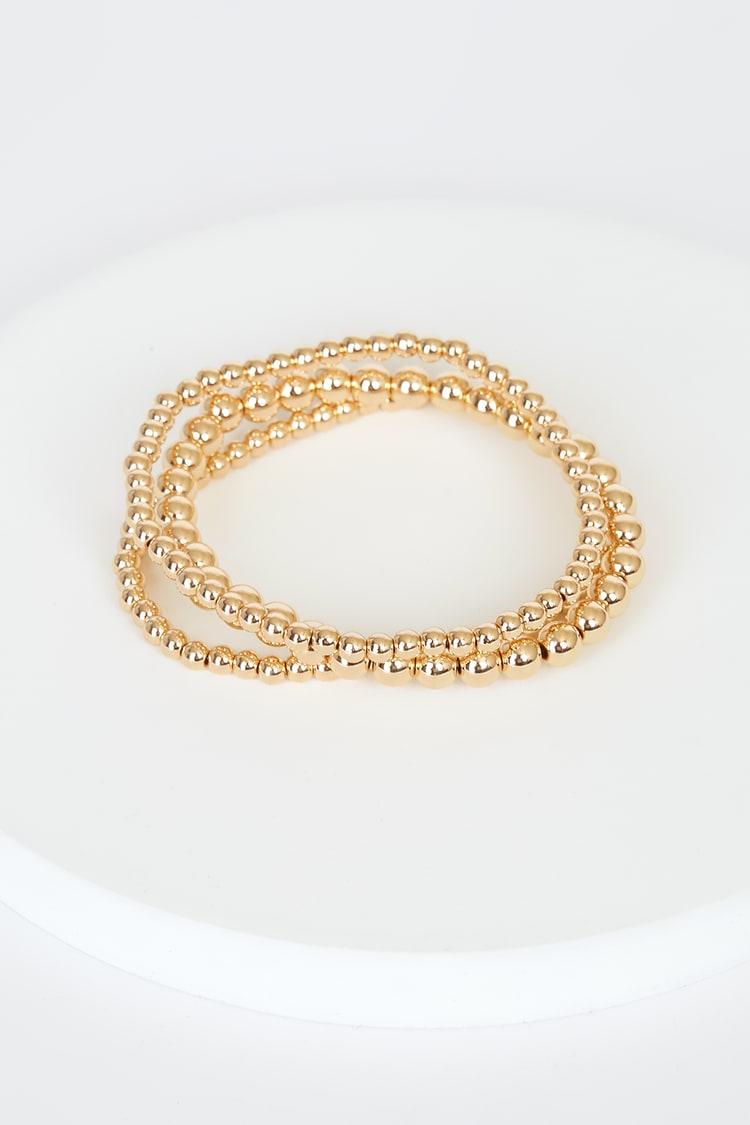 Beads of My Heart Gold Bead Bracelet Set